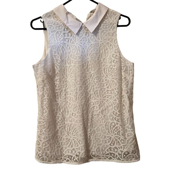 Banana Republic Tops - Banana Republic Blouse White Lace Collard, size MP